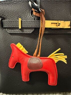 Red and blue Horse Leather Bag Charm - Designer Style